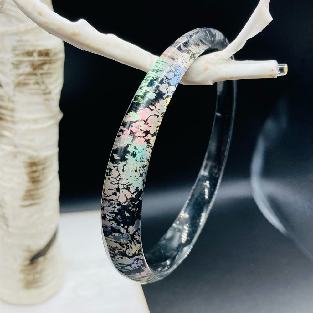 Alexis Bittar Skinny Tapered Lucite Multicolor Neon Bangle Bracelet